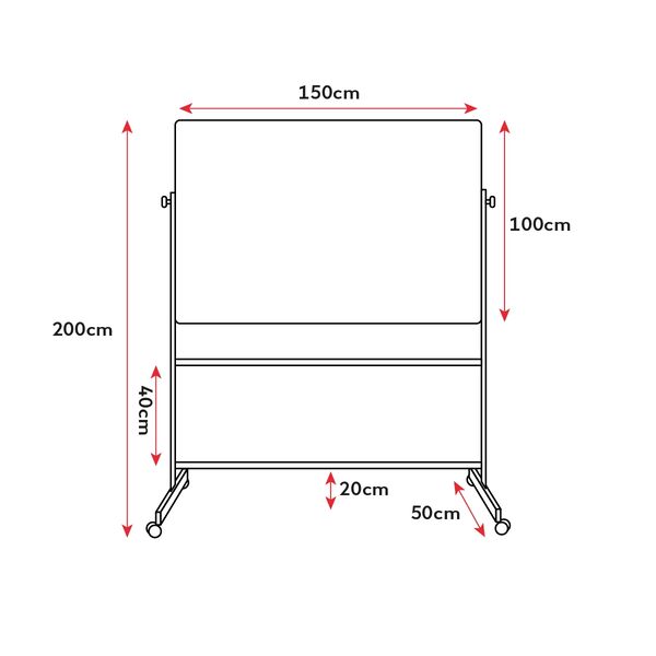 GL-7640344750693-Magnetic whiteboard 100x150cm with wheels