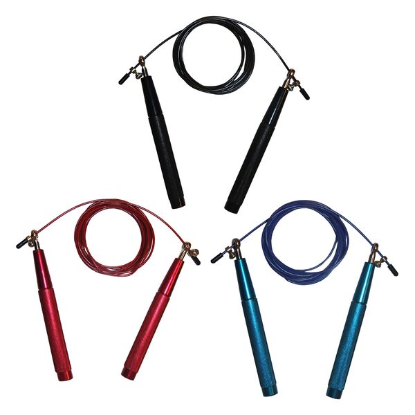 RSJRS2-BLUE-Fitness First Pro adjustable steel jumping rope blue