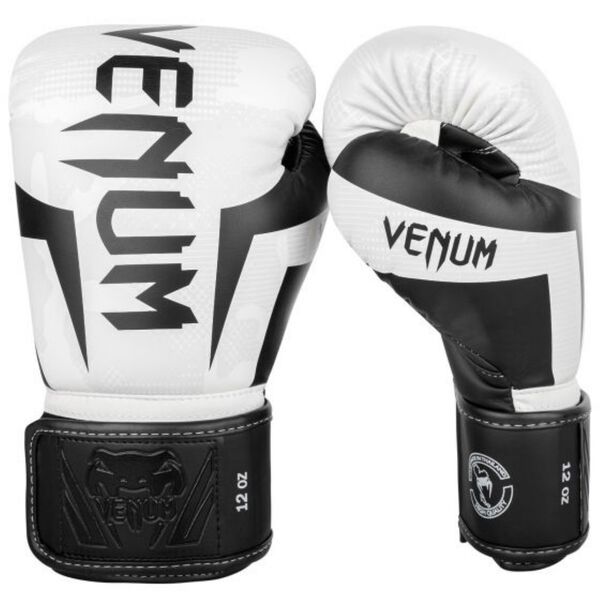 VE-1392-053-8OZ-Venum Elite Boxing Gloves - White/Camo