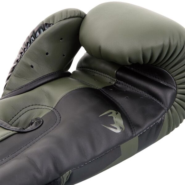 VE-1392-200-10-Venum Elite Boxing Gloves - Kaki/Black