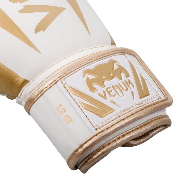 VE-1392-226-12OZ-Venum Elite Boxing Gloves - White/Gold