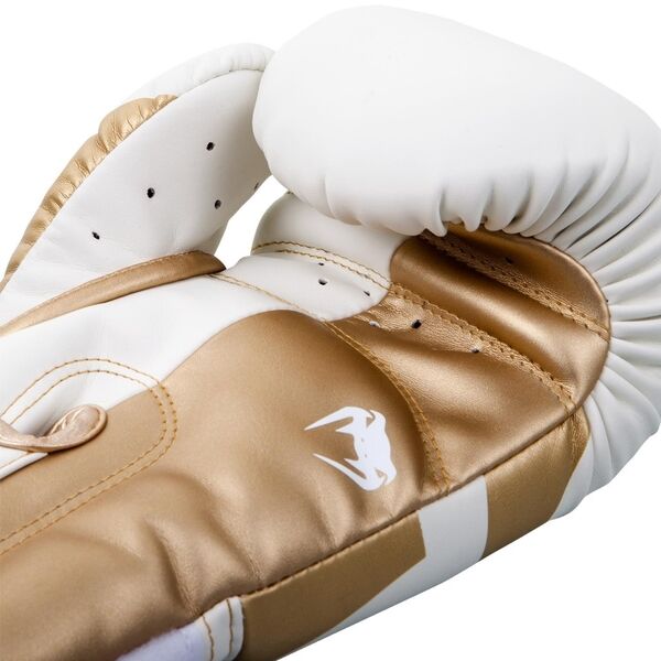 VE-1392-226-14OZ-Venum Elite Boxing Gloves - White/Gold