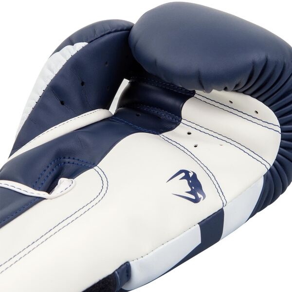 VE-1392-410-10-Venum Elite Boxing Gloves - White/Navy Blue