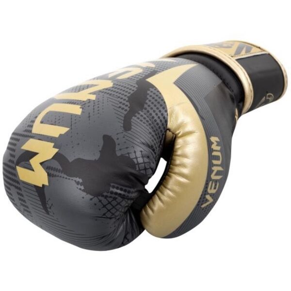 VE-1392-535-10OZ-Venum Elite Boxing Gloves - Dark camo/Gold