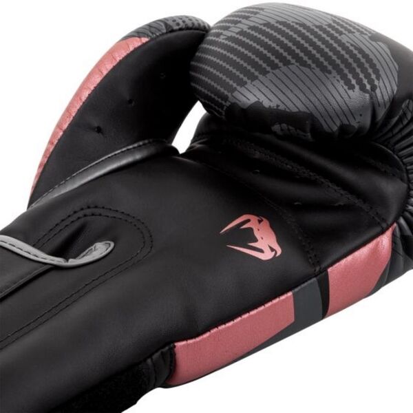 VE-1392-537-10OZ-Venum Elite Boxing Gloves - Black/Pink Gold
