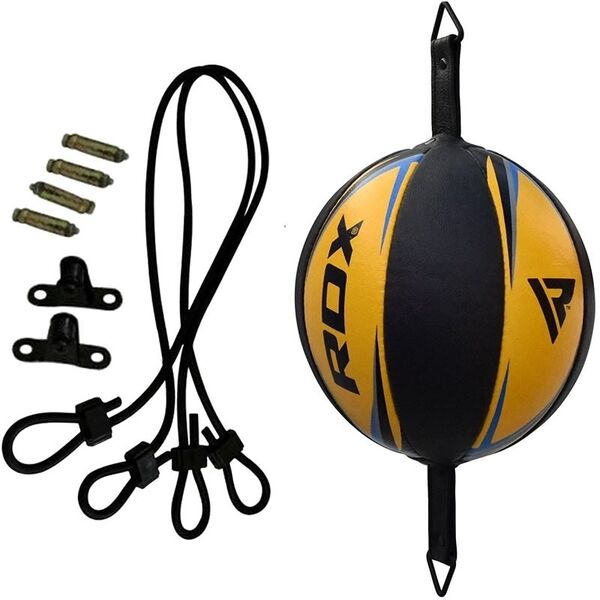 RDXDBL-U3YNB-Speed Double End Ball Leather Multi Yellow/Blue With Regular Rope