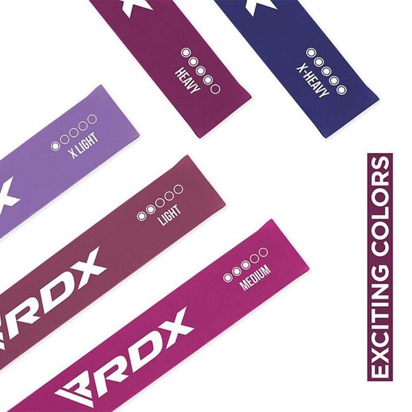 RDXRBS-B1MPR-SET-Resistance Band Basic 1 Latex&nbsp; Multi Purple Set (20767) + Pouche