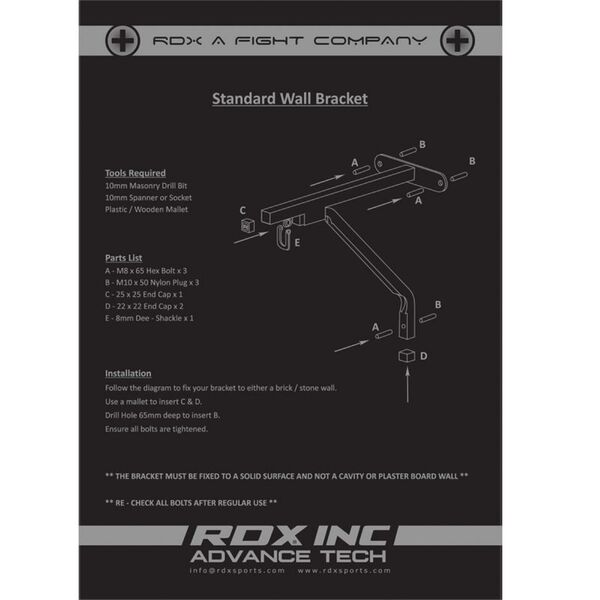 RDXWBR-X1W-RDX X1 White Steel Wall Bracket max 40 Kg