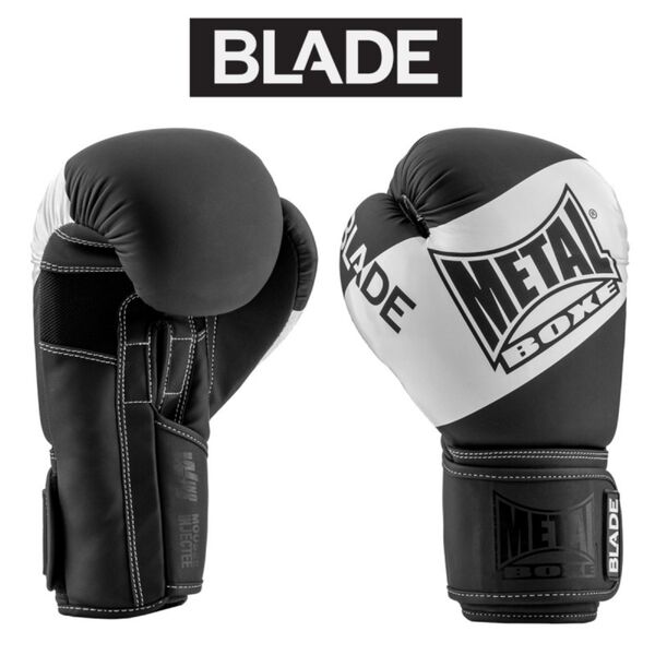 MBGAN205N14-Blade Black and White Boxing Gloves