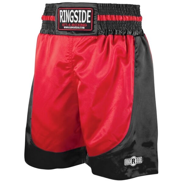 RSPSTRED-BLACK-M-Ringside Pro-Style Boxing Trunks