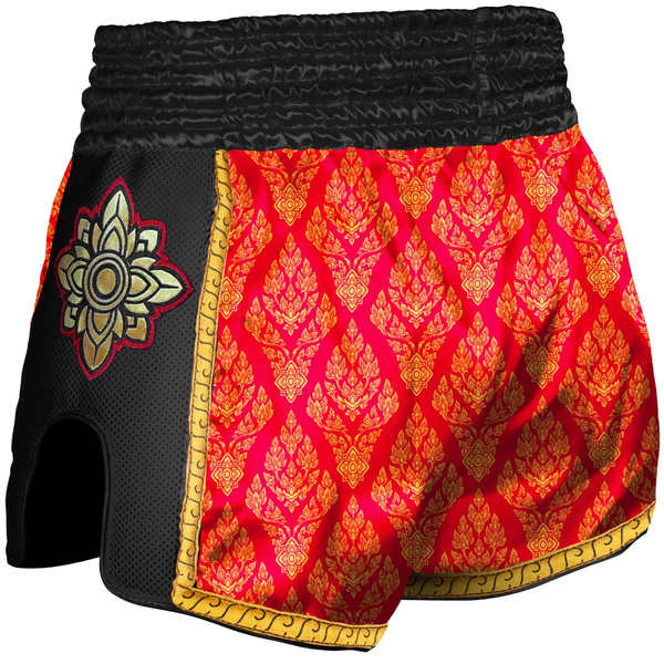 8W-8050026-5-8 WEAPONS Muay Thai Shorts Super Mesh - Ancient 2.0 red-gold XXL