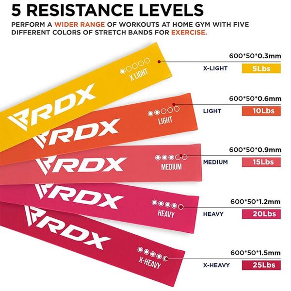RDXRBS-B1MP-SET-Resistance Band Basic 1 Latex&nbsp; Multi Pink Set (20750) + Pouche