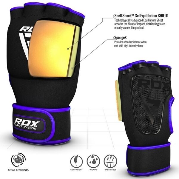 RDXGGN-X8U-S-RDX X8 Boxing Inner Gel Gloves with Wrist Strap
