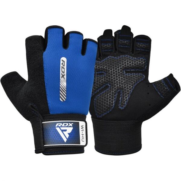 RDXWGA-W1HU-M-Gym Weight Lifting Gloves W1 Half Blue-M