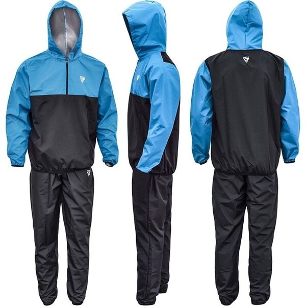 RDXSST-X6BU-M-RDX X6 Hooded Sauna Sweat Suit