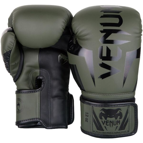 VE-1392-200-14-Venum Elite Boxing Gloves - Kaki/Black