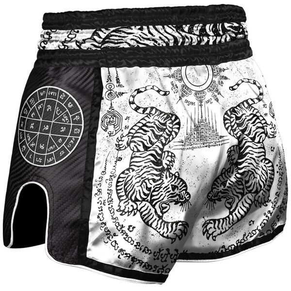 8W-8060012-4-8 Weapons Muay Thai Shorts Carbon - Sak Yant Tigers