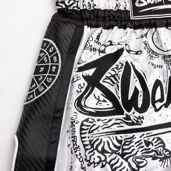 8W-8060012-2-8 Weapons Muay Thai Shorts Carbon - Sak Yant Tigers