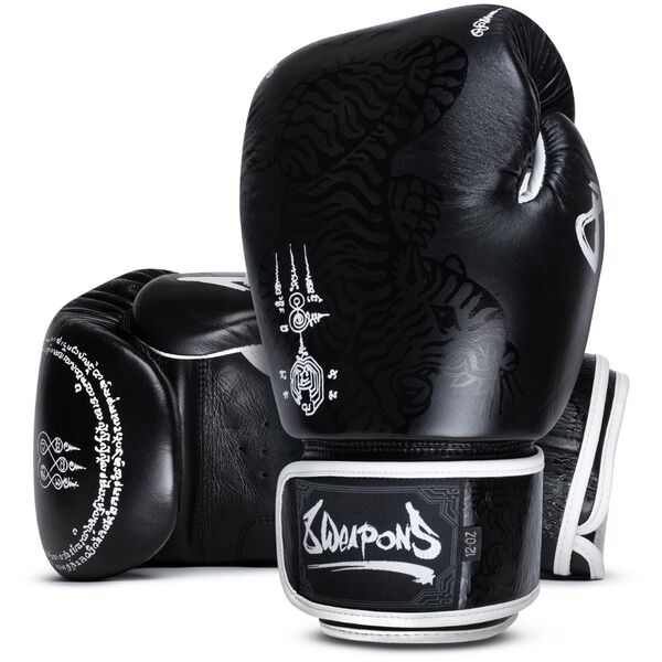 8W-8140015-2-8 WEAPONS Boxing Gloves - Sak Yant Big Tiger black 12 Oz