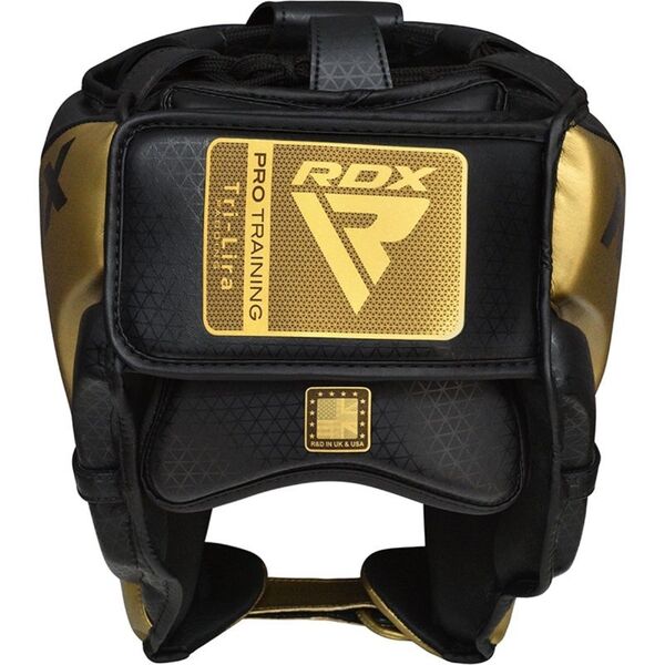 RDXHGM-PTTL1G-S-Head Guard Mark Pro Training Tri Lira 1 Golden-S