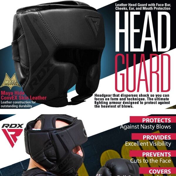 RDXHGR-T15MB-XL-Head Guard T15 Matte Black-XL