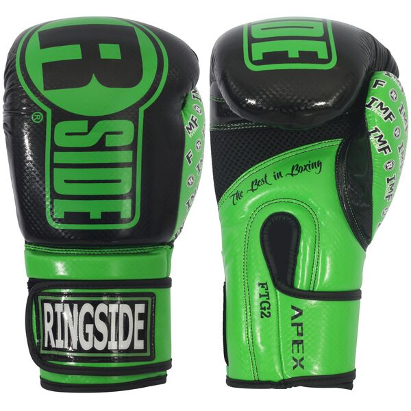 RSFTG2 BK/GN 14OZ-Ringside Apex Flash Sparring Gloves