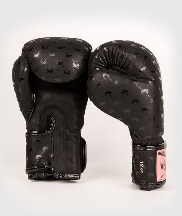 VE-04586-537-10OZ-Venum Impact Monogram Boxing Gloves - Black/Pink Gold - 10 Oz