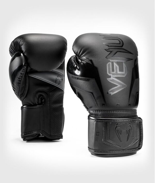 VE-04260-114-10OZ-Venum Elite Evo Boxing Gloves - Black/Black - 10 Oz