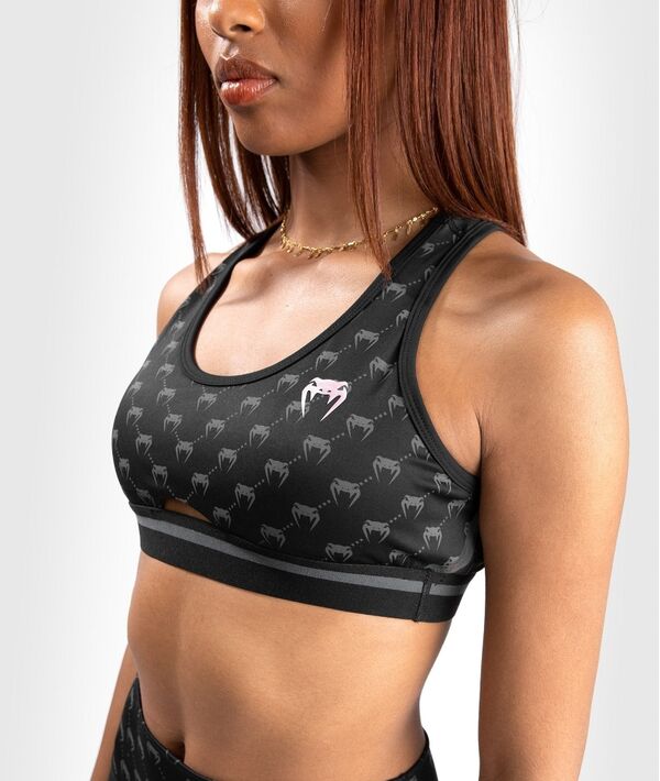 VE-04583-537-L-Venum Monogram Sports Bra - Black/Pink Gold - L