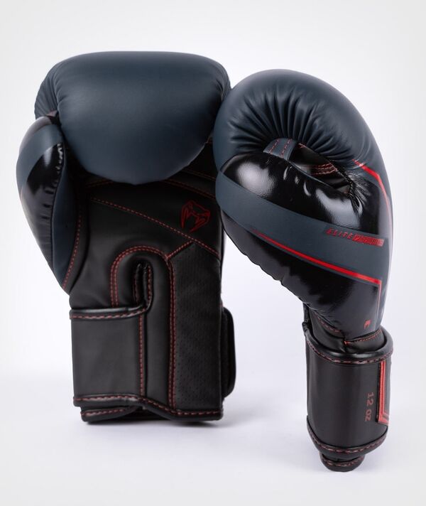 VE-04260-607-16OZ-Venum Elite Evo Boxing Gloves - Navy/Black/Red - 16 Oz