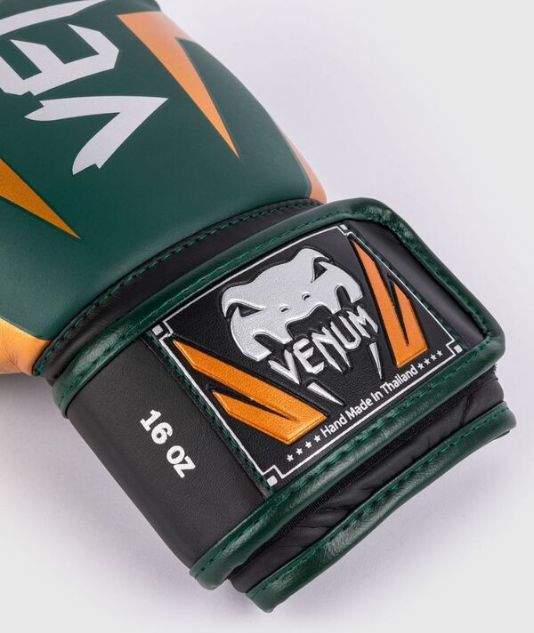 VE-1392-612-10OZ-Venum Elite Boxing Gloves - Green/Bronze/Silver - 10 Oz