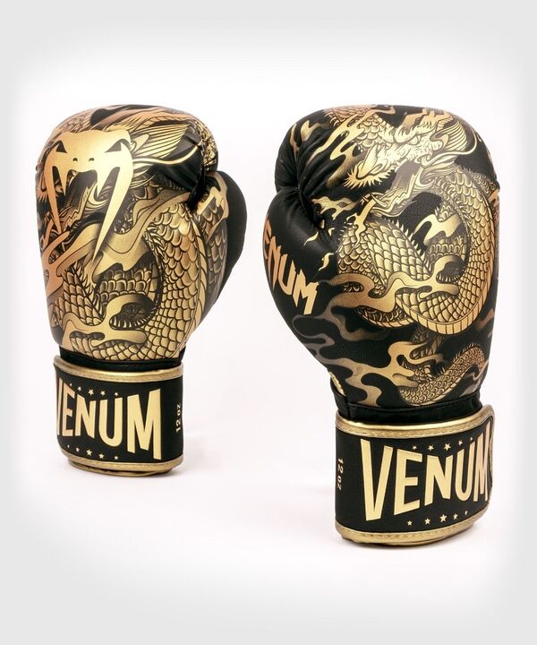 VE-03169-137-14OZ-Venum Dragon's Flight Boxing Gloves - Black/Bronze
