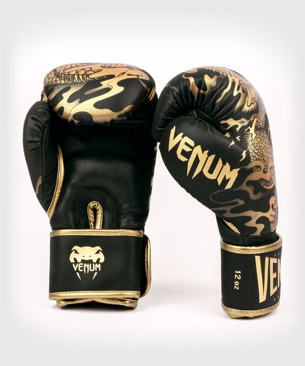 VE-03169-137-14OZ-Venum Dragon's Flight Boxing Gloves - Black/Bronze