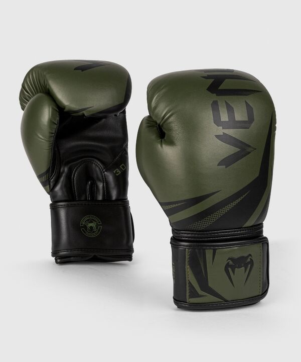 VE-03525-200-14OZ-Venum Challenger 3.0 Boxing Gloves - Khaki/Black