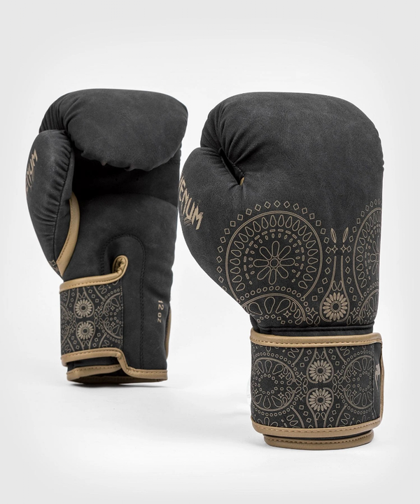 VE-04841-124-16OZ-Venum Santa Muerte Dark Side - Boxing Gloves - Black/Brown - 16 Oz