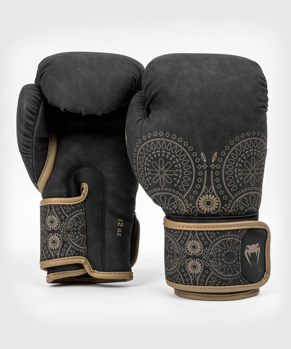 VE-04841-124-16OZ-Venum Santa Muerte Dark Side - Boxing Gloves - Black/Brown - 16 Oz