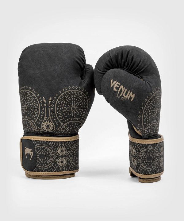 VE-04841-124-16OZ-Venum Santa Muerte Dark Side - Boxing Gloves - Black/Brown - 16 Oz