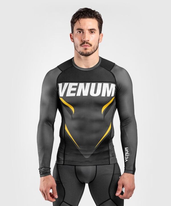 VE-04112-413-S-Venum ONE FC Impact Rashguard ong sleeves - Grey/Yellow