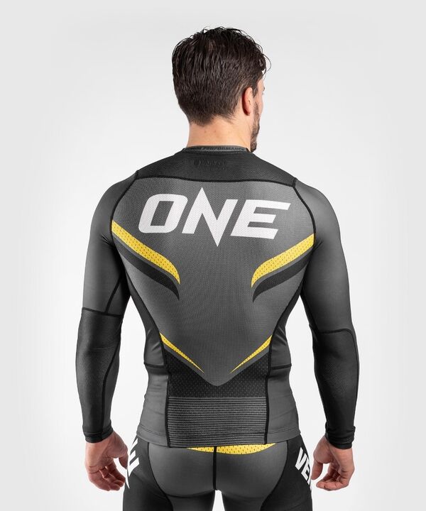 VE-04112-413-S-Venum ONE FC Impact Rashguard ong sleeves - Grey/Yellow