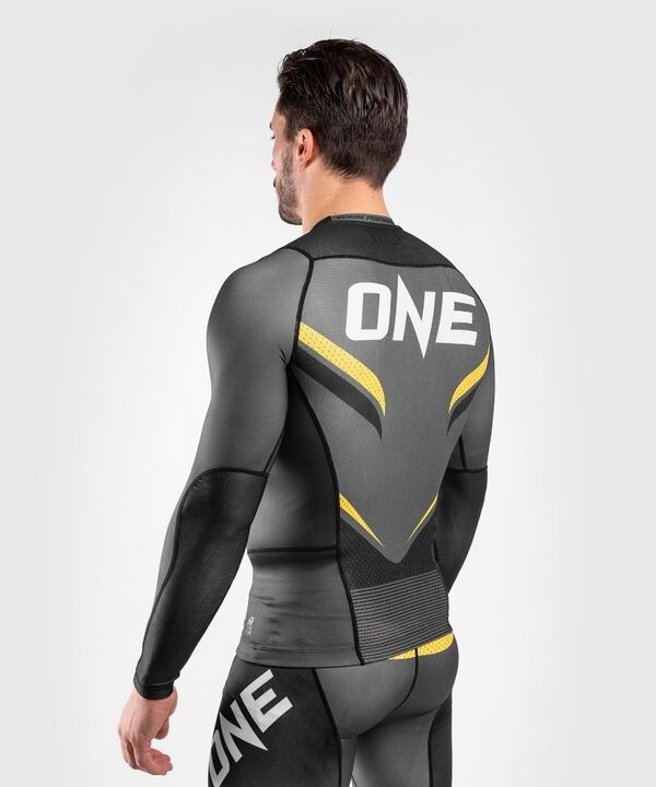 VE-04112-413-S-Venum ONE FC Impact Rashguard ong sleeves - Grey/Yellow