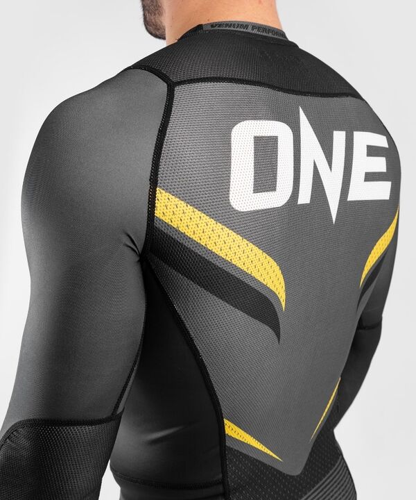 VE-04112-413-S-Venum ONE FC Impact Rashguard ong sleeves - Grey/Yellow