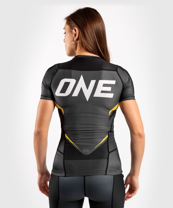 VE-04165-413-S-Venum ONE FC Impact Rashguard hort sleeves - for women - Grey/Yellow