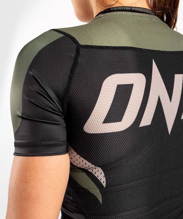 VE-04165-539-L-Venum ONE FC Impact Rashguard hort sleeves - for women - Black/Khaki