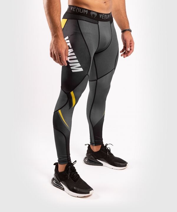 VE-04114-413-S-Venum ONE FC Impact Compression Tights - Grey/Yellow