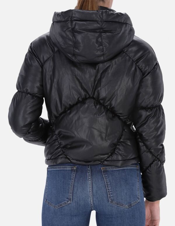 BXW0909579ASBK-S-Eco Leather Padded Jacket