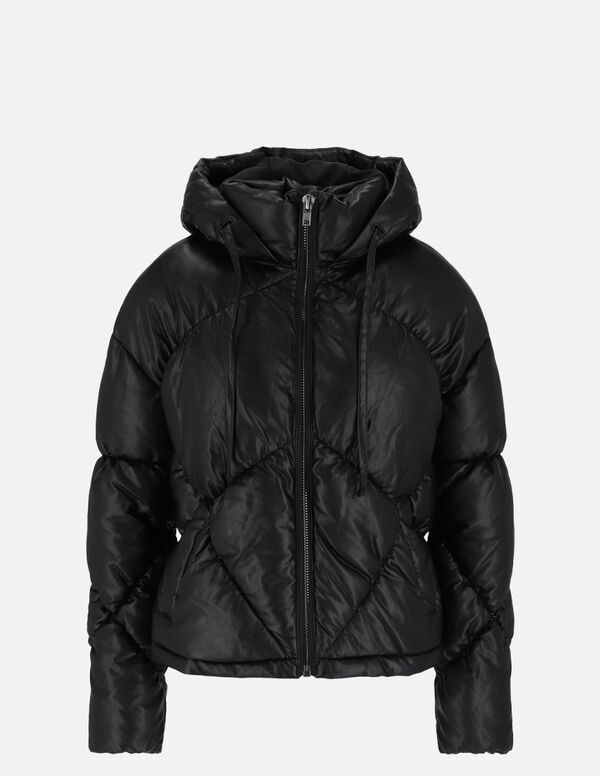 BXW0909579ASBK-XL-Eco Leather Padded Jacket