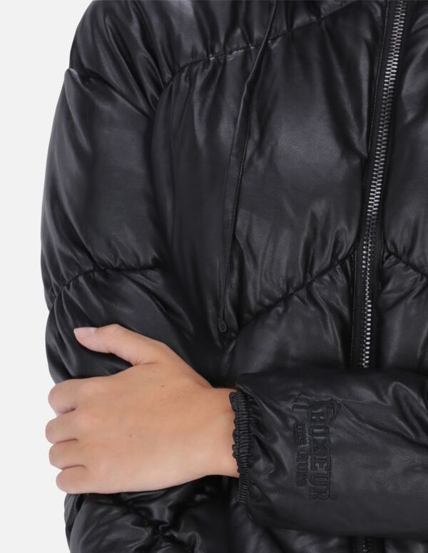 BXW0909579ASBK-L-Eco Leather Padded Jacket