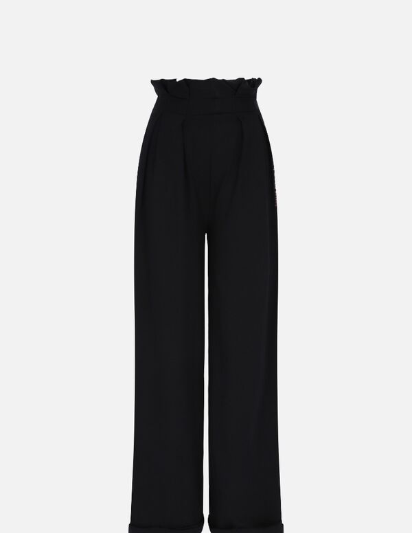 BXW1000293ASBK-L-Wide Leg High Waist Pants