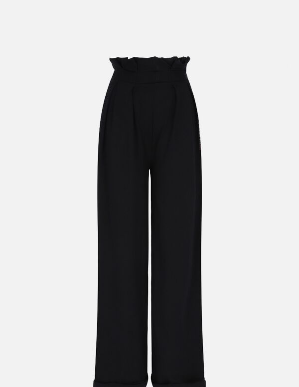 BXW1000293ASBK-M-Wide Leg High Waist Pants