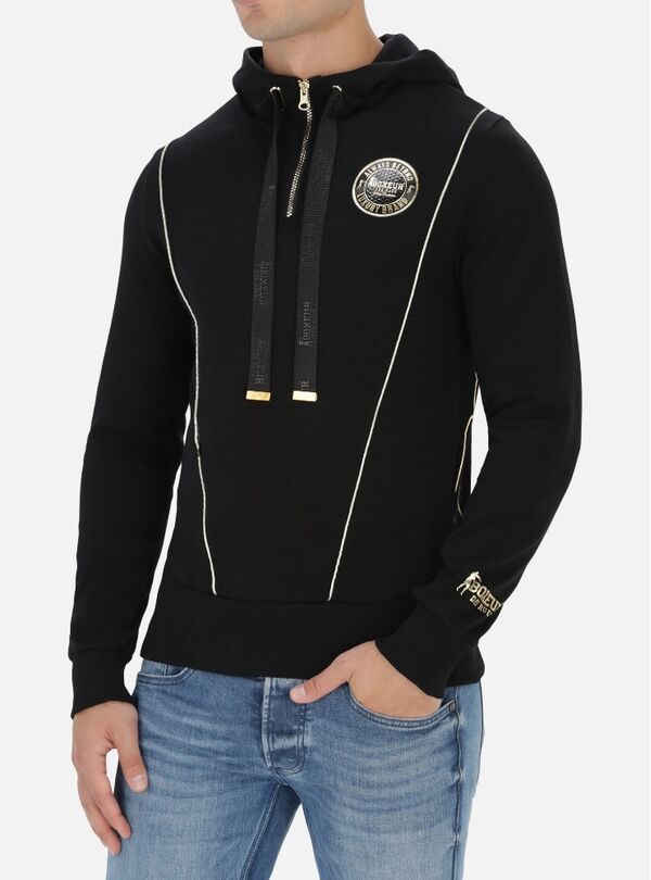 BXM0400203ASBK-M-Trucker Hoodie With Badge